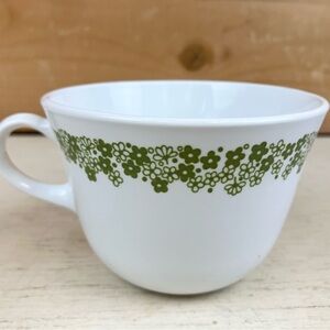 Corningware White Mug with Olive Green Floral Band